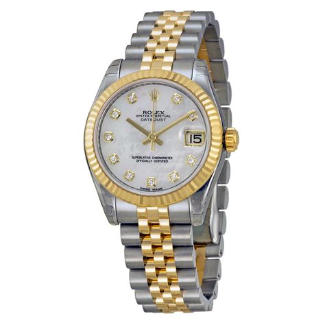 rolex women's mother of pearl watch|rolex lady datejust yellow gold.